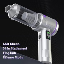 Şarjlı Araç Süpürgesi 22.000 Pa - Üfleme Özellikli Mini Oto Süpürgesi 3 Kademeli - 15.000 Mah Şarj Kapasitesi, Çok Fonksiyonlu Süpürge Başlıkları ile Taşınabilir Kablosuz Süpürge