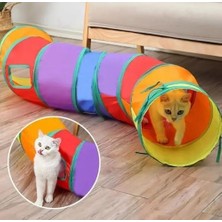 Gökkuşağı Renkli Katlanır Kedi ve Köpek Oyun Tüneli, Uzun Eğlenceli Evcil Hayvan Oyuncak Tüneli (T Şeklinde)