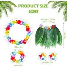 Nuveden Yetişkin Hawaii Kostüm Seti - Yaprak Etek &amp;amp;amp; Hawaii Set - 5 Parça (4887) NVDN-GOITLT34