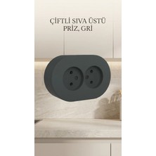 Nuveden Ieg Antrasit Renk Çiftli Sıva Üstü Topraklı Elektrik Priz Glyaln