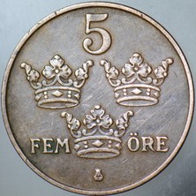 Banknoting Isveç 5 Öre 1950.