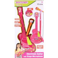 45872  Elektronik Gitar Ayaklı Mikrofon Müzik Seti Pembe -Sunman