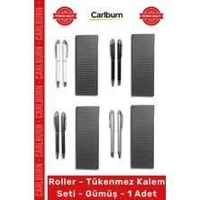 Carlburn #rollerkalem Lüks Metal Ofis Hediyelik Şık Tasarım Kırtasiye Roller Tükenmez Kalem Seti Gümüş 1 Adet