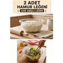 Akyüz Plastik 2 Adet Çok Amaçlı Şeffaf Mutfak Kabı Hamur Yoğurma Salata ve Saklama Leğeni-35 ve 40 cm - Küçük + Or