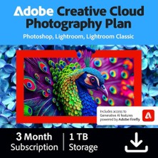 Adobe Creative Cloud Photography Plan + 1 Tb Bulut Dep. - 3 Aylık Resmi Site Kodu