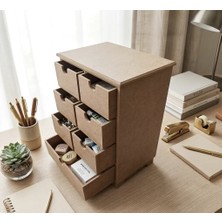 Sekay Ahşap Boyanabilir Kahverengi 7 Çekmeceli Çok Amaçlı Dekoratif Takı-Makyaj-Aksesuar Organizer Kutu