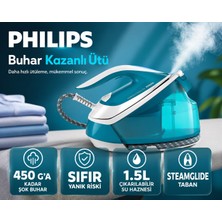 Philips Çıkarılabilir Hazneli Kompakt Plus Buhar Kazanlı Ütü, 6,5 Bar Basınç, 430 G Şok Buhar, 1,5 L Su Haznesi, Pratik Kullanım ve Güçlü Kırışıklık Açma Performansı