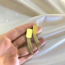Lorivelle Vıp Püsküllü Zincir Sallantılı Çelik Küpe 14K Altın Rengi Kararmaz