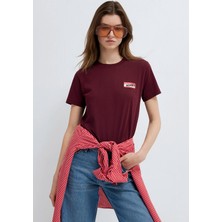 Mavi Slogan Baskılı Bordo Tişört 1614249-70422