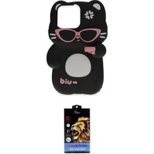 Nuveden Ieg™ Iphone 15 Pro Max Kılıf Akış Yansıma - Siyah Buffer Hayalet Cam Ekran Koruyucu