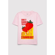 Mavi Baskılı Pembe Tişört 7610432-90773