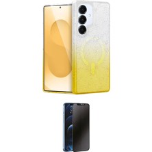 Nuveden Ieg™ Galaxy S25 Kılıf Eksen Minimal Özel Seri - Siyah 3D Antistatik Hayalet Cam Ekran Koruyucu