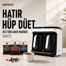 Karaca White Yüksek Performanslı Türk Kahvesi Makinesi 10 Fincan Kapasiteli Sesli Uyarılı Otomatik Kapanmalı Kolay Temizlik Sunan Kompakt Tasarım