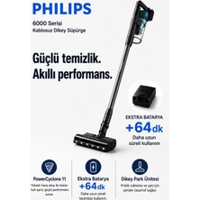 Philips Şarjlı Dikey Süpürge, Hafif Gövde, Yüksek Performanslı Emiş, Kolay Boşalan Toz Haznesi ve LED Başlıkla Pratik Ev ve Ofis Temizliği Sunan Kompakt Tasarım