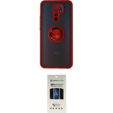 Nuveden Ieg™ Redmi 9 Kılıf Yörünge Çizgi - Siyah 5d Hayalet Cam Ekran Koruyucu