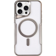sbodurhome Apple Iphone 15 Pro Kılıf Boyi Magsafe Silikon Kapak - Gümüş