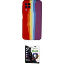 Nuveden Ieg™ Galaxy A22 Kılıf Yadigar Çizgi - Şeffaf Temperli Cam Ekran Koruyucu