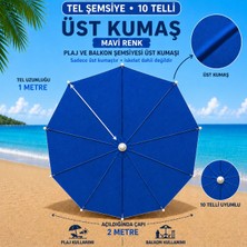 Şemsiyecim 10 Telli Plaj Şemsiyesi Üst Kumaşı 2 Metre Çap 1 Metre Tel Uyumlu