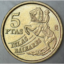 Banknoting Ispanya 5 Peseta 1997 Balear Adaları Temalı. Çilaltı.