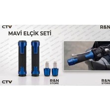 Honda Pcx Uyumlu Alüminyum Elcik ve Gidon Topuzu Seti - Premium Motor Elciği Mavi - R&n Store