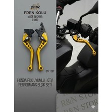 Honda Pcx 125 / 150 Uyumlu Katlanır Ayarlı Spor Fren Maneti Takımı (Sağ - Sol Ön Arka) Gold -R&n Store