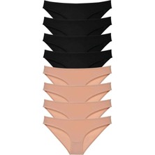 Modanı Seç 8 Adet Süper Eko Set Likralı Kadın Slip Külot Siyah Ten