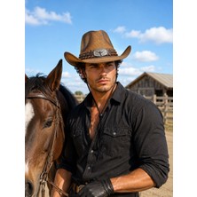 Aydın Şapkacınız Unisex Western Stil Sert Hasır Kovboy Şapkası Günlük ve Festival Kullanımı
