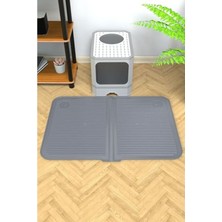 MarkEntegra Silikon Mama ve Kum Matı Havuzlu Yıkanabilir Kedi Tuvaleti Önü Kedi Kumu Paspası Büyük Boy 40X60, Antrasit