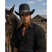 Aydın Şapkacınız Unisex Western Stil Sert Hasır Kovboy Şapkası Günlük ve Festival Kullanımı