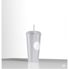 Kristal Desen 750 ml Pipetli Soğuk Içecek/kahve Bardağı Beyaz