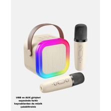 Karaoke Hoparlör Taşınabilir Çift Mikrofonlu ve LED Işıklı Bluetooth 5.0