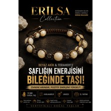 Erilsa Sertifikalı Beyaz Akik Terahertz Doğal Taş Bileklik - Ayarlanabilir Unisex Saflığın Enerjisi
