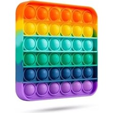 MarkEntegra Popit Kare Gökkuşağı Renk Duyusal Oyuncak Zihinsel Gelişim Stres Oyun 12,5X12,5CM Pop It