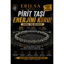 Erilsa Sertifikalı Pirit Taşı Doğal Taş Bileklik 6 mm Ayarlanabilir Unisex Premium Model - Enerjini Koru