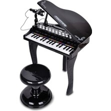 MarkEntegra | Elektronik Kuyruklu Piyano Mikrofon ve Tabure, Işık Efektleri, 5 Ses, 4 Ritim, 19 Şarkı, 53 x 40 x 32 cm