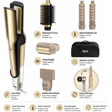 Shark Glam Gold 5 Başlıklı Premium Saç Şekillendirici, 1500 W Yüksek Güç, Seramik Plaka, Düz Fön Aparatı, Bukle ve Dalga Başlıkları, Ipeksi Düzlük, Anti Frizz Bitiş, Negatif Iyon