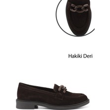 Gönderi(r) Kadın Kahve Süet  Tokalı Hakiki Deri Loafer Ayakkabı