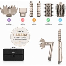 Shark Flexstyle 5-In-1 Stone Üstün Kaliteli Fön Fırçası Set, Difüzör, Oval Fırça, Düzleştirici Fırça, Auto-Wrap Buklenleyici, Hafif Gövde, 2.44 M Kablo, Saklama Çantalı, Cool Shot
