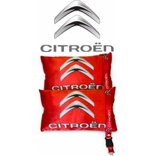 Ulus Tekstil Citroen Uyumlu Kırmızı Boyun Yastığı 2’li Set ve Ayna Askısı | Konforlu Kullanım