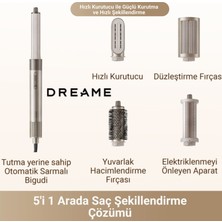 Dreame Airstyle Gold Yüksek Kaliteli Saç Şekillendirme Seti, Çok Başlıklı Sistem, 3 Kademeli Hız Kontrolü, Pürüzsüz Düz Görünüm Aparatı, Hava Üflemeli Performans, Hızlı Kurutma