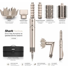 Shark Flexstyle 5-In-1 Taş Rengi Yüksek Kaliteli Saç Şekillendirici Seti, 3 Isı 3 Hız Ayarı, Akıllı Isı Sensörü, Difüzörlü Air Styler, Hacim Veren Oval Fırça, Hafif Tutuş Tasarımı