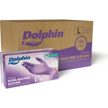 Dolphin Lila Nitril Muayene Eldiveni L Beden 100 Adet x 20 Paket - Mdr - Koli