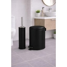 MarkEntegra Sas Haus Siyah 2'li Banyo Seti - Metal Çöp Kovası 3 Lt ve Wc Fırçası Takımı Elit 7200