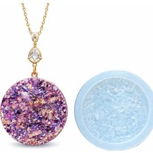 MarkEntegra Cnk Craft Shop Yuvarlak Druzy Kristal Silikon Epoksi Kalıbı, 4 Cm, Şeffaf, Kolye ve Anahtarlık Yapımı Için, Tekrar Kullanılabilir (Yuvarlak)