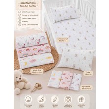 Childmechild 3 Lü 80X90 cm Müslin Örtü Battaniye, 3 Lü 25X25 cm Ağız Mendili, 100X150 cm Lastiksiz Çarşaf, 35X45 Yastık Kılıfı