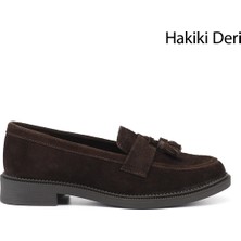 Gönderi(r) Kadın Kahverengi - Taba  Hakiki Deri Püsküllü Loafer Ayakkabı