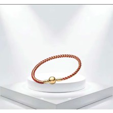 Love Charm S925 Kırmızı Kordonlu Gold Renk Zincir Bileklik