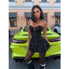 Havens Pamela Çizgili Balon Şort Etekli Takım