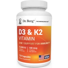 Dr. Berg (Özelsporcugıdaların'dan !!) Vitamin D3 K2 120 Capsul Mct Powder  10,000 Iu Of Vitamin D3, 100 Mcg Mk7 Vitamin K2, Purified Bile Salts, Zinc Magnesium For Ultimate Absorption.59.