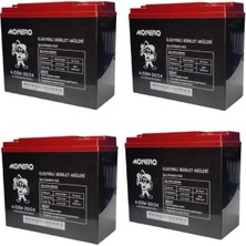 Monero 12V-20 Amper Dik -Yeni Tarihli- E-Bıke Akü 4'lü Paket 24 Amper Ebatlarında Ebatlar: 180 x 78 x 170MM